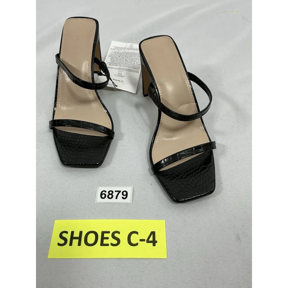 Womans New With Tags The Drop Strappy Slip On Sandals 5.5 Black Snake Skin